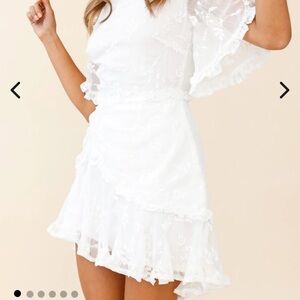 Selfie Leslie White Asymmetrical Ruffled Mini Dress